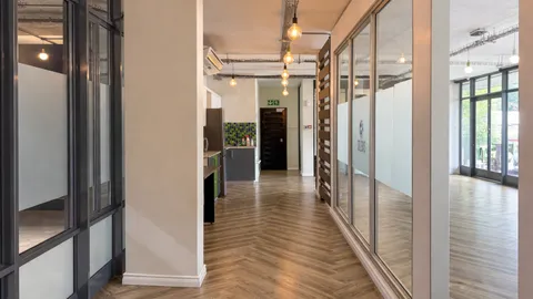Modern office corridor with kitchenette